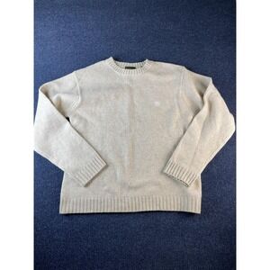 Timberland Sweater Mens Beige Lambswool Blend Crewneck Knit Pullover Warm